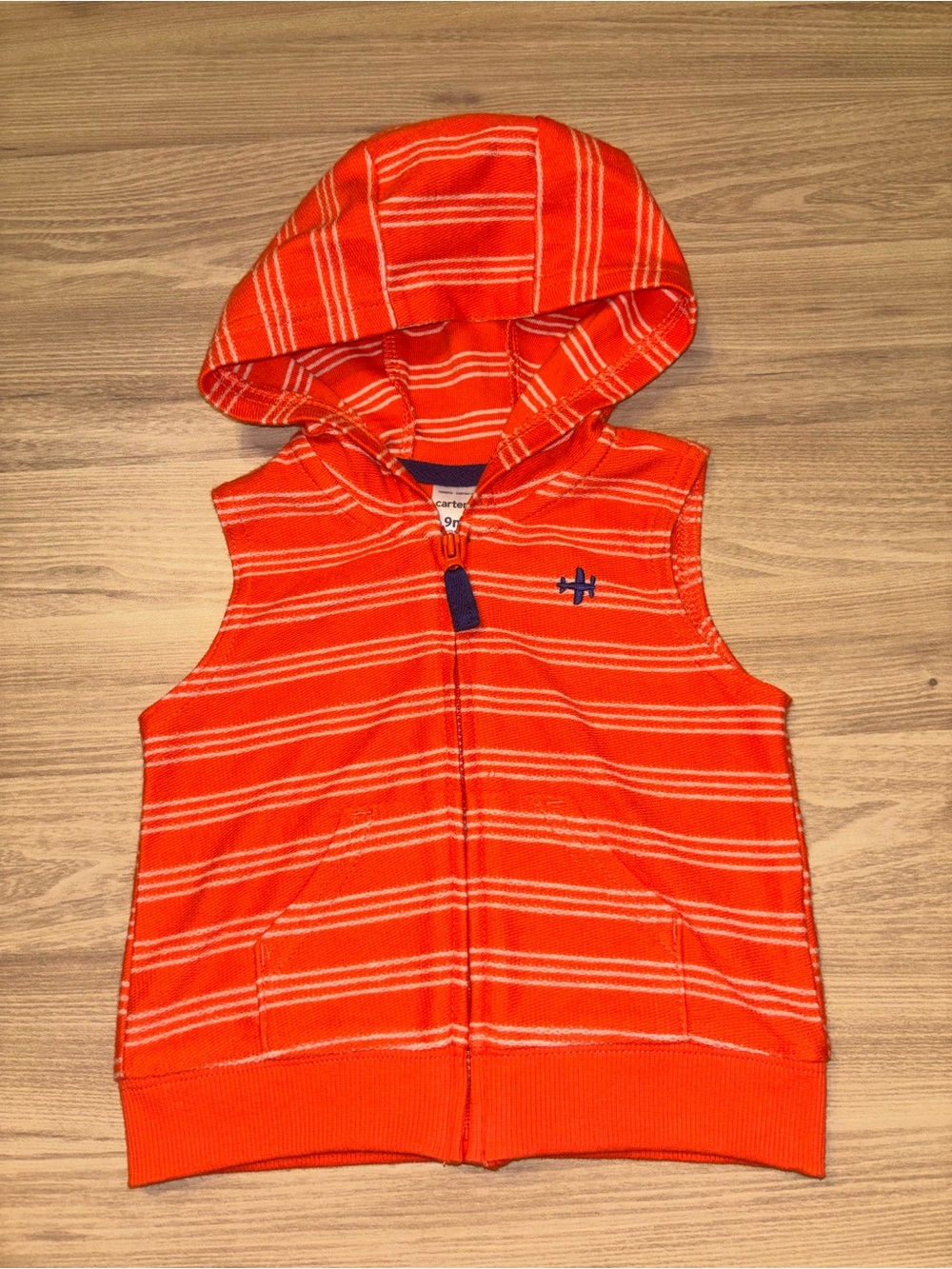 Carter’s orange striped hooded vest 9M